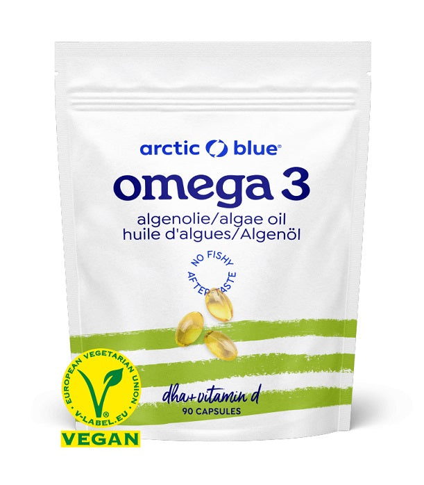 Arctic Blue Algae Oil DHA with Vitamin D - 90 Vegan Softgels for Brain, Heart & Bone Health - Supports Cognitive Function & Immune System - Perfect for Adults & Kids