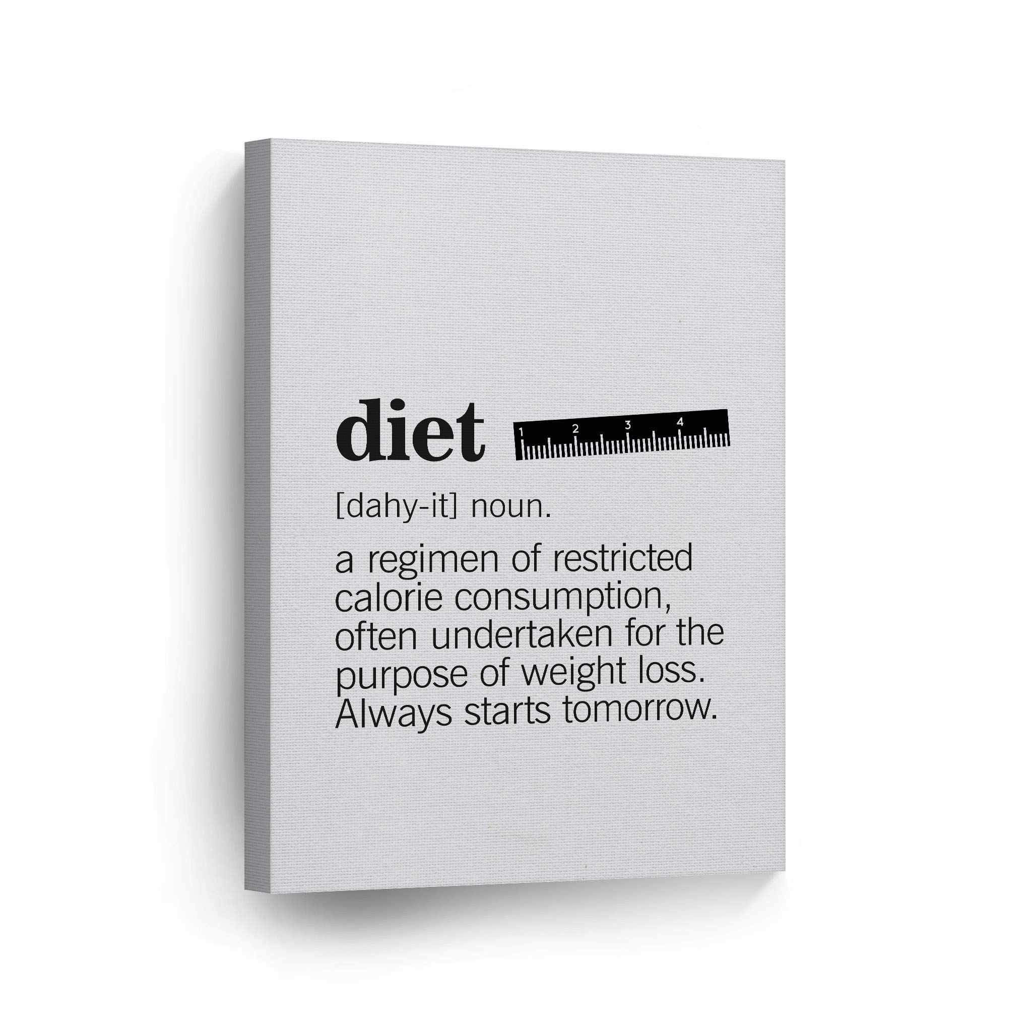 Funny Diet Definition Canvas Wall Art Print - 40x30 Inch Kitchen Decor for Restaurants, Cafes & Farmhouse Dining Rooms | Modern Housewarming Gift | Ready to Hang | Smile Art Design