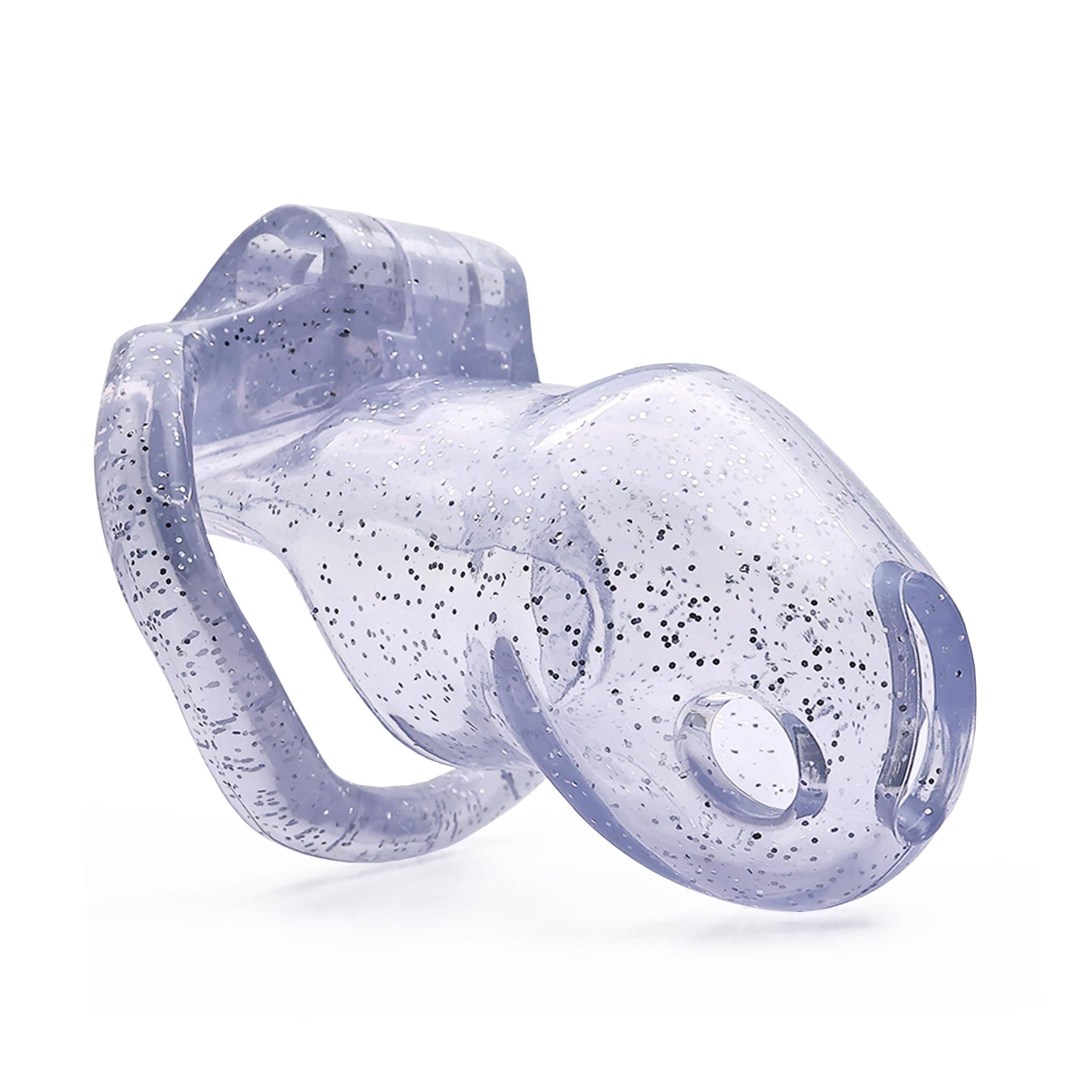 FYJENNICC HT-V2 Male Chastity Cage - Beginner-Friendly Resin Device for Men | Adult Sex Toy with 5 Color Options (Short & Long) | Includes 2 MagicLockers & 4 Sizes of Rings (Clear with Silver Sparkles, Short) | Perfect for BDSM, Roleplay & Couples Play
