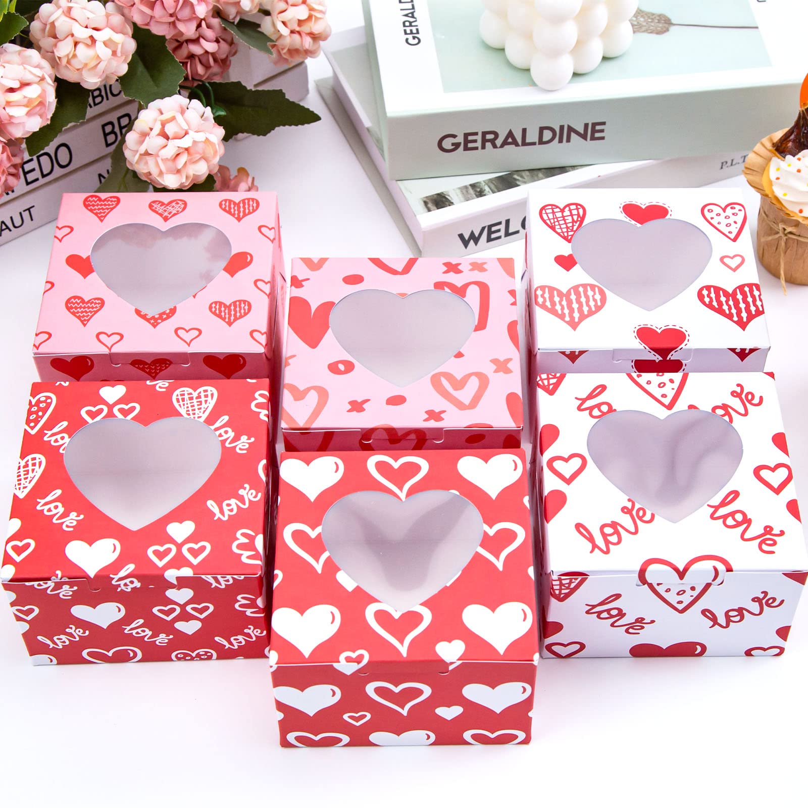 Valentine's Day Bakery Gift Box with Clear Window - Perfect for Cookies, Cupcakes & Sweet Treats | Elegant Packaging for Gifts, Parties & Special Occasions