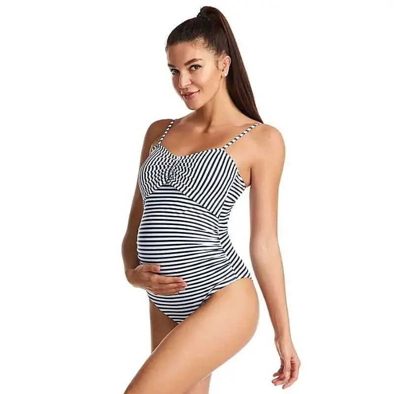 Black and White Zebra Print Maternity One Piece Swimsuit for Pregnant Women - Perfect for Beach, Pool, and Maternity Photos