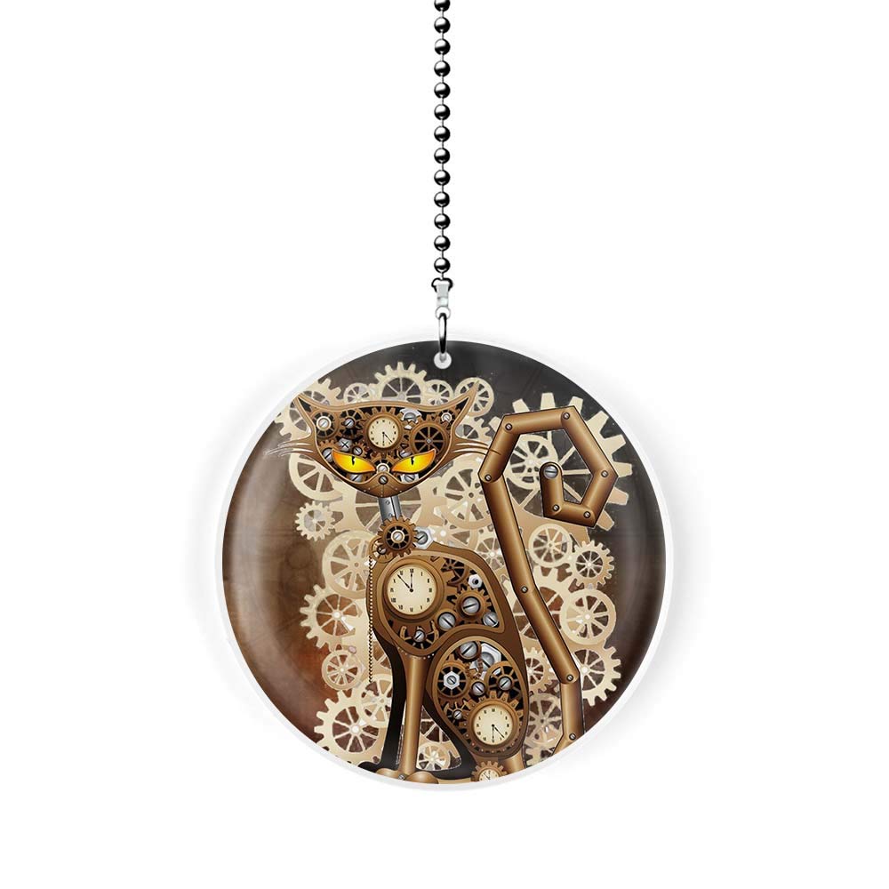 Vintage Steampunk Cat Ceiling Fan Pull Chain Light Switch - Decorative Gothic Home Decor for Living Room, Bedroom & Office