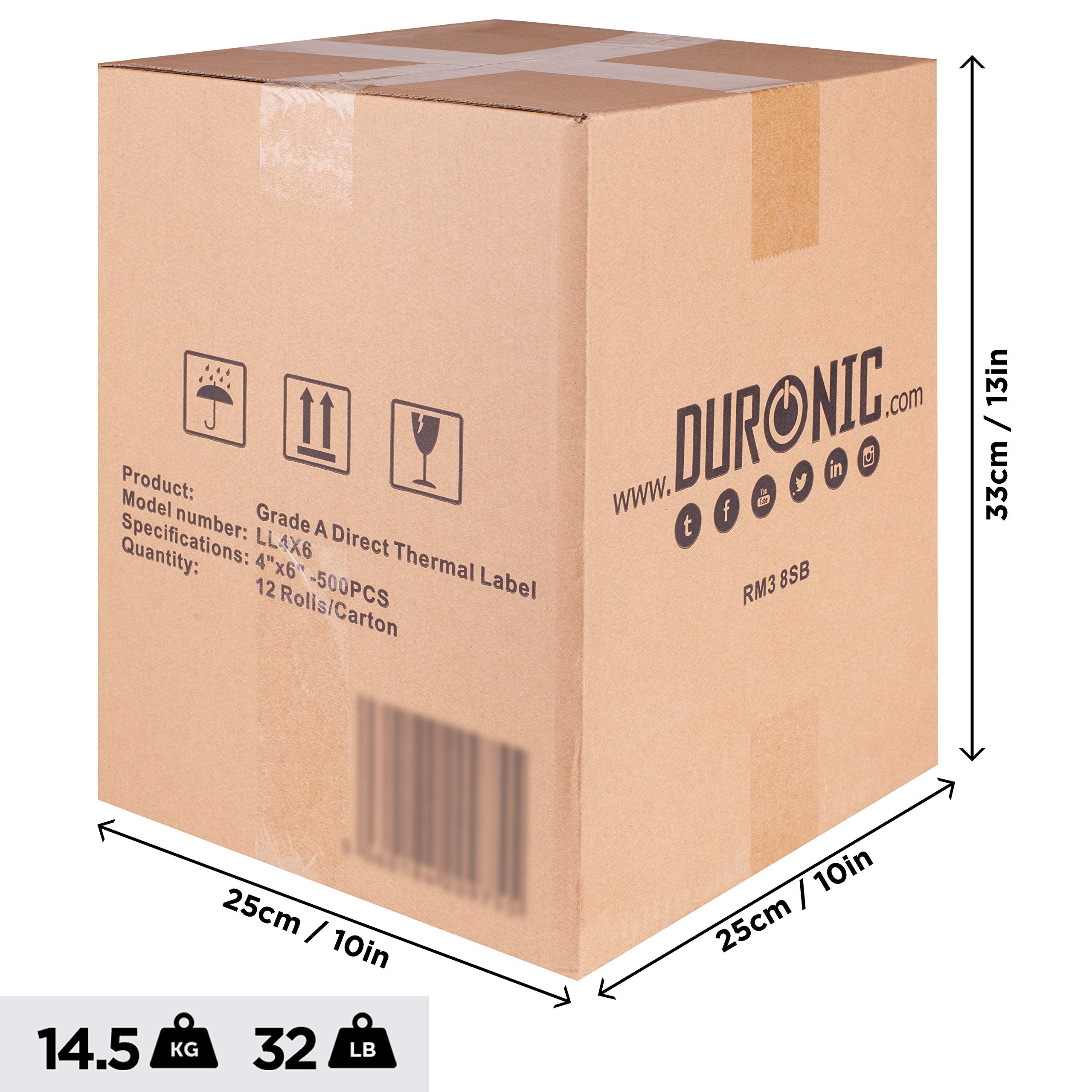 Duronic LL4X6 Thermal Labels - 500 Labels per Roll, 100x150mm (6x4