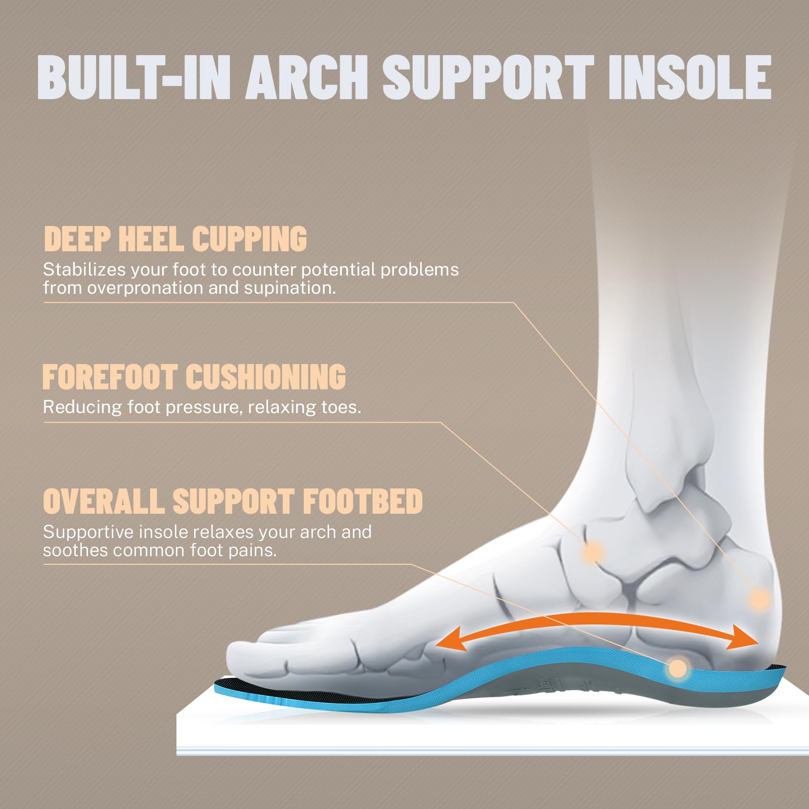 Best Men's Hiking Shoes for Plantar Fasciitis Relief - Lightweight Waterproof Walking Sneakers with Non-Slip Rubber Sole & Arch Support - Ideal for Outdoor Adventures, Trail Running & Daily Comfort
