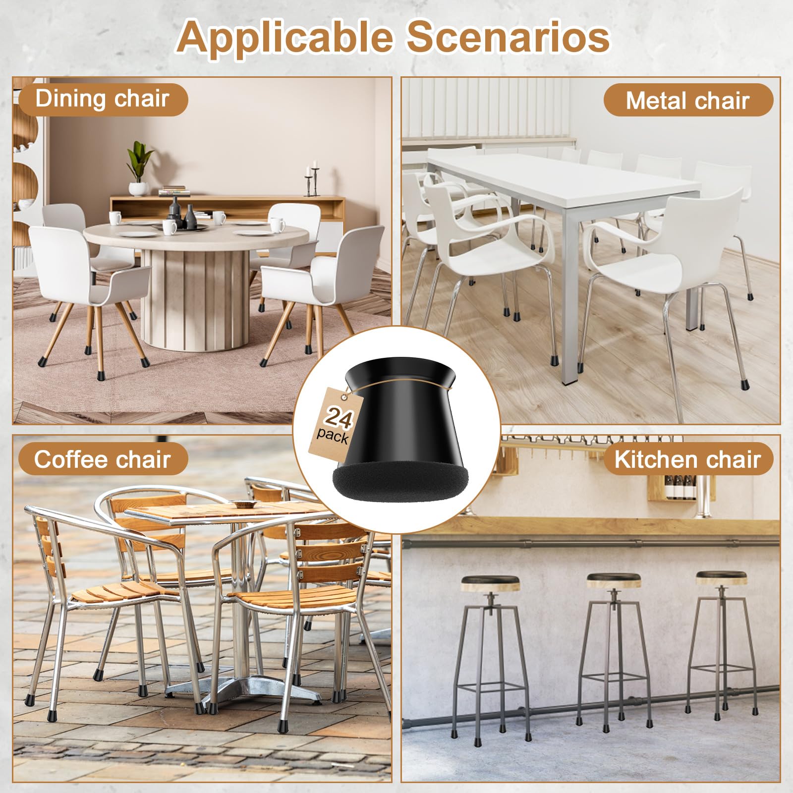24 PCS Extra Small Silicone Chair Leg Floor Protectors (0.6