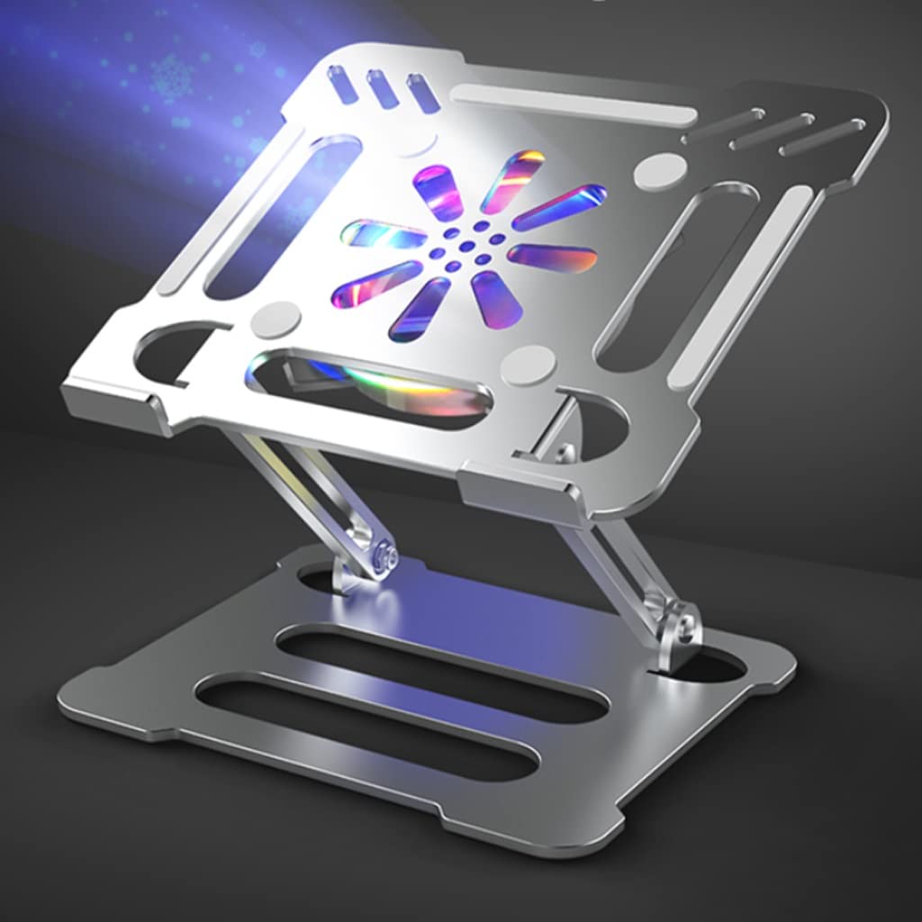 Premium Aluminum Alloy Adjustable Laptop Stand - Portable Foldable Ergonomic Notebook Computer Holder with Non-Slip Base & Cooling Design (Silver) - Perfect for Home Office, Gaming & Workspace Setup