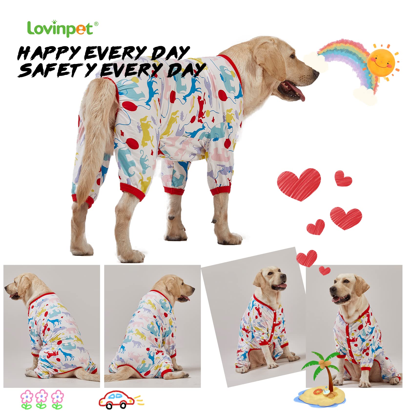 LovinPet Large Dog Pajamas for Giant Breeds - Soft Lightweight Pullover Recovery Shirt for Post-Surgery Comfort | Cozy Dog Jammies for Medium to Large Dogs | Perfect for Winter Nights & Post-Operative Care
