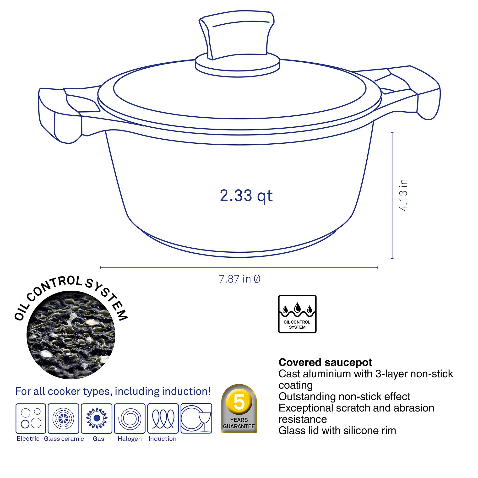 Kela 11549 1.0L Round Black Ceramic Cooking Pot - Perfect for Soups, Stews & Slow Cooking in Kitchens