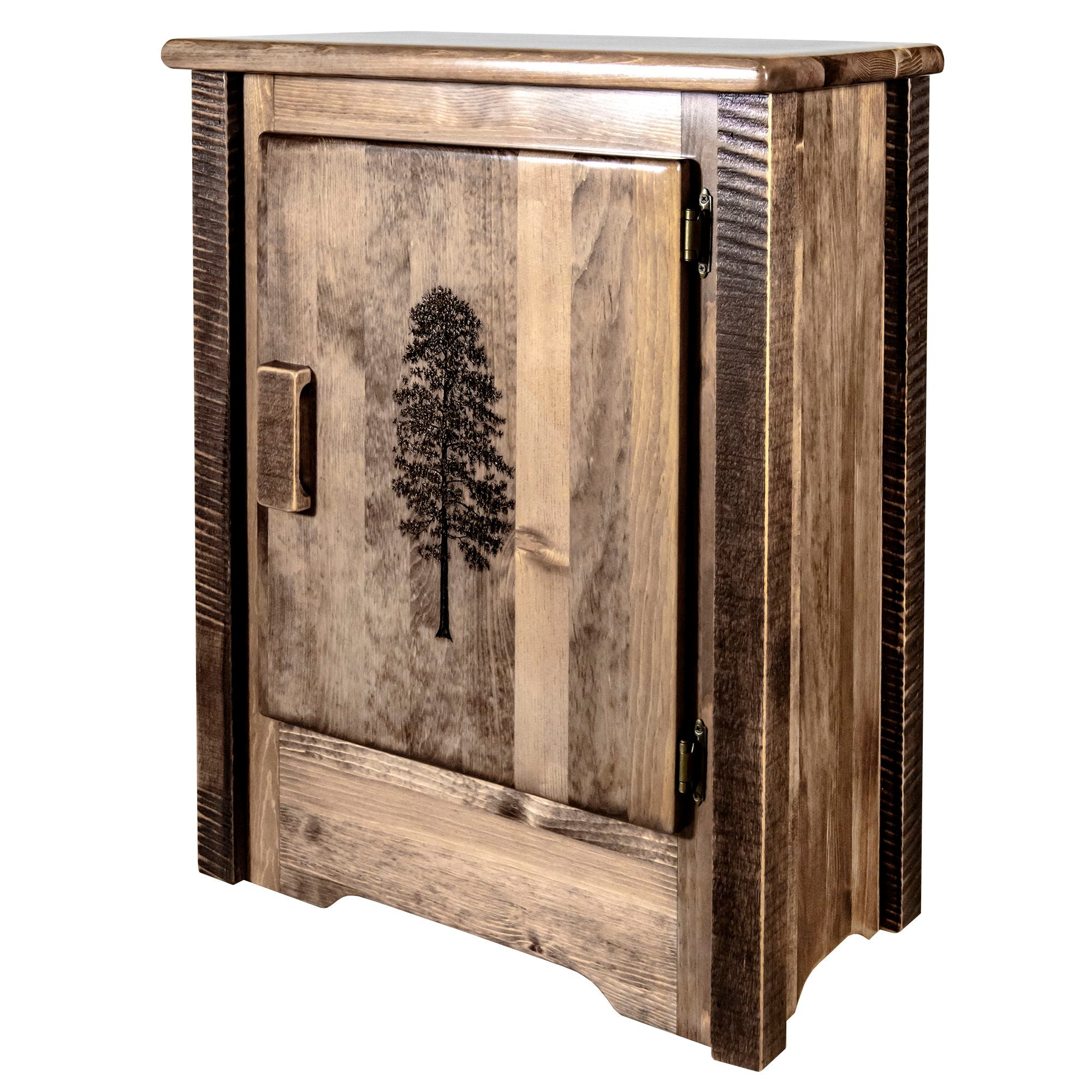 Stylish Homestead Accent Cabinet with Laser Engraved Design - Right-Hinged Door for Living Room, Bedroom & Entryway Decor