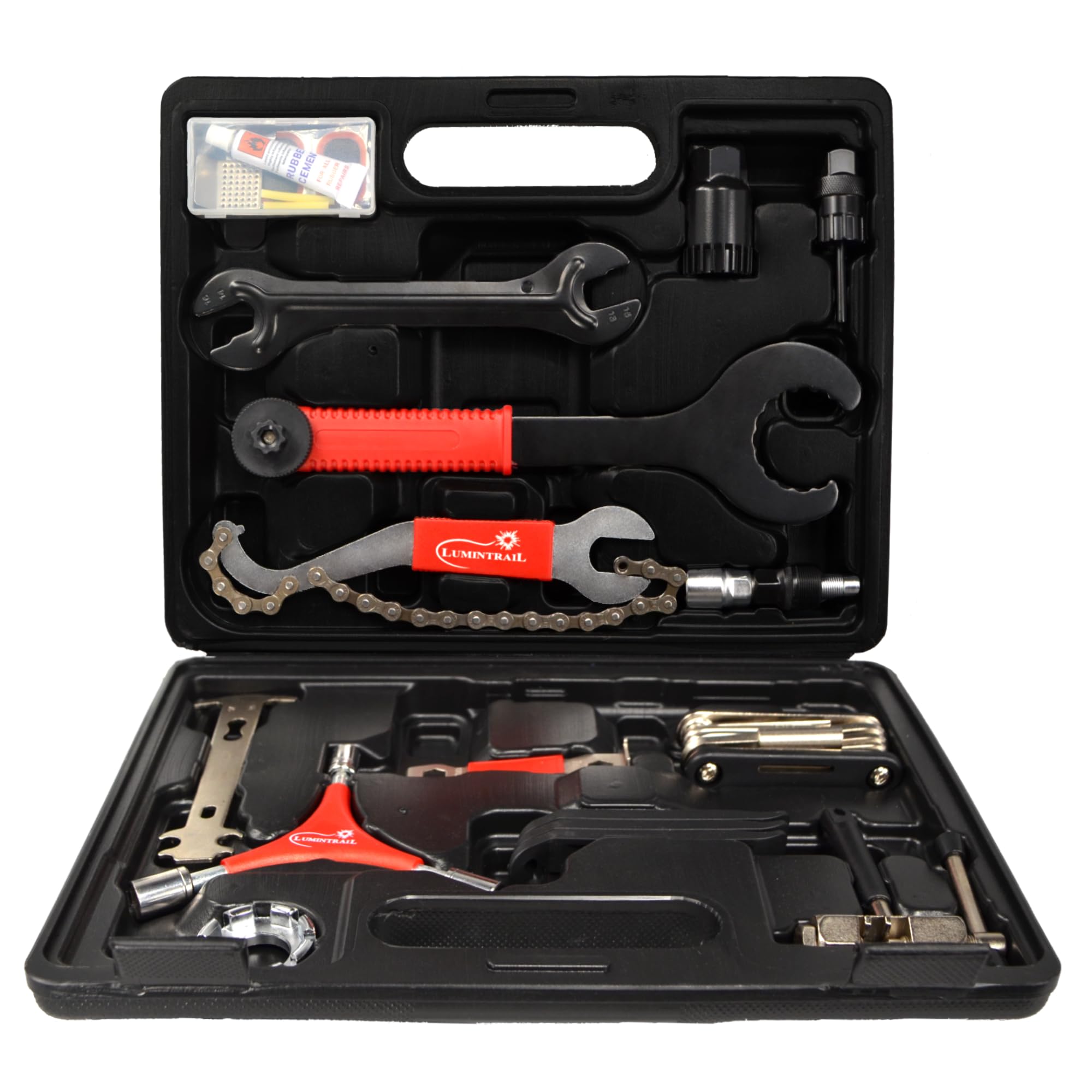 Lumintrail 38-Piece Bike Tool Kit - Professional Bicycle Repair Tools for Mountain & Road Bikes - Compact Storage Case Included - Perfect for Home Garage, Cycling Trips & Trailside Repairs