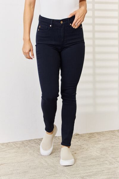 Judy Blue High Waisted Tummy Control Skinny Jeans for Women - Stretch Denim, Garment Washed, Comfort Fit (Plus Size Available) - Perfect for Work, Date Night & Casual Outings