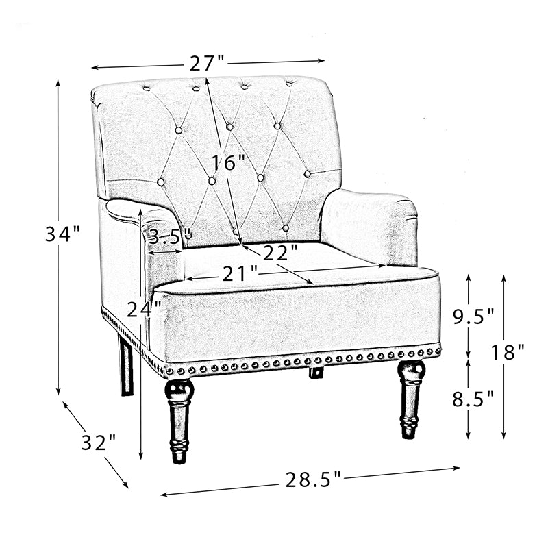 Luxury Constantino Velvet Armchair - Modern Upholstered Accent Chair for Living Room, Bedroom & Office - Soft Velvet Fabric with Sturdy Wooden Legs - Perfect for Home Decor, Relaxing & Reading