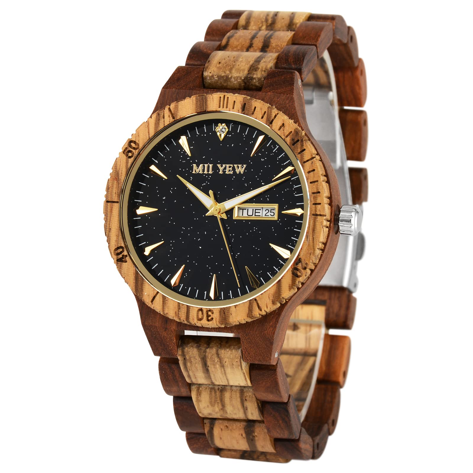 Handmade Wooden Watch for Men - Lightweight Analog Quartz Watch with Date Display - Perfect for Casual, Business & Outdoor Activities
