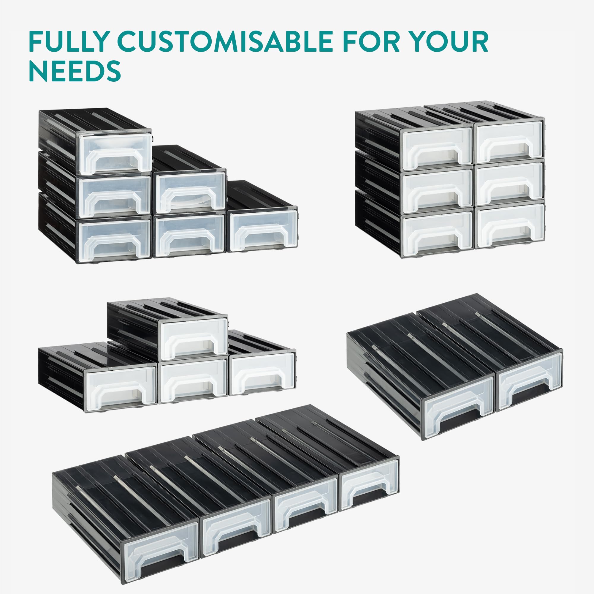 Navaris 6-Drawer Small Parts Organizer - Plastic Storage Box for Screws, Nails & Workshop Accessories - Black Compartment Organizer for DIY, Crafts & Home Improvement Projects
