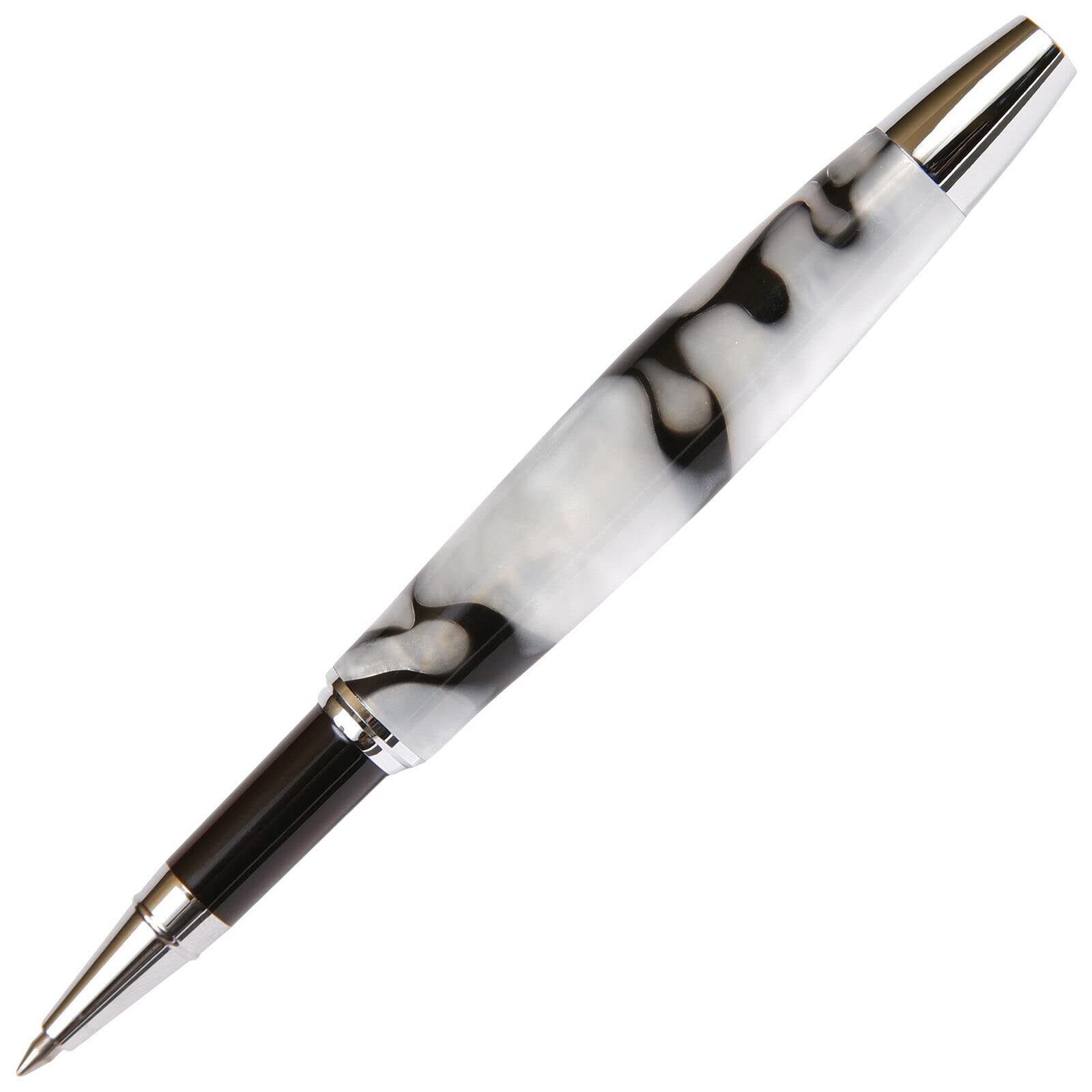 Premium Tuscany Rollerball Pen - Elegant Black & Pearl Marbleized Gloss Finish - Perfect for Office, Journaling & Gift Giving