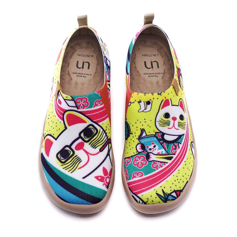 UIN Women's Slip On Sneakers - Casual Knit Loafers with Artistic Painting | Comfortable Soft Walking Shoes for Women | Perfect for Work, Travel & Everyday Wear