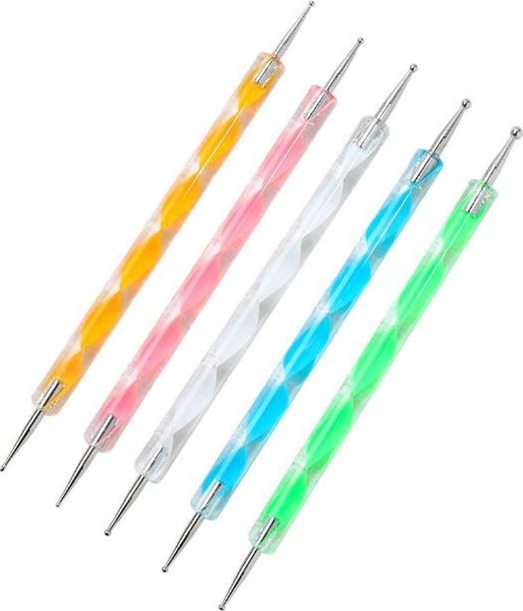 ZAUKY 5Pcs Nail Dotting Tools - Mandala & Marbleizing Kit for Nail Art & Dot Painting (Multicolor) - Perfect for Salon & DIY Nail Designs