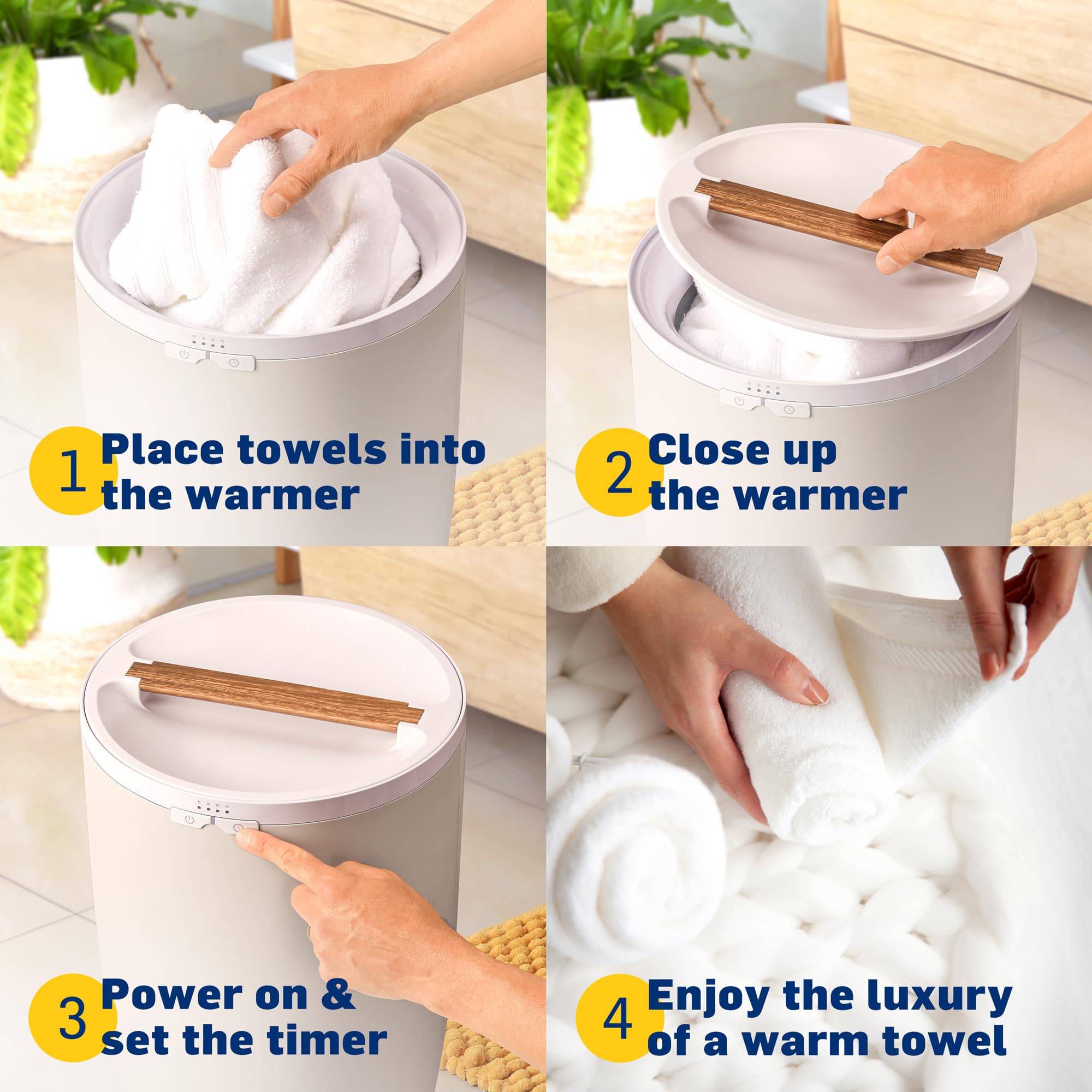 LiveFine Large Bucket Style Luxury Towel Warmer Heater - Adjustable Timer & Auto Shut-Off - Fits 2 Oversized 40