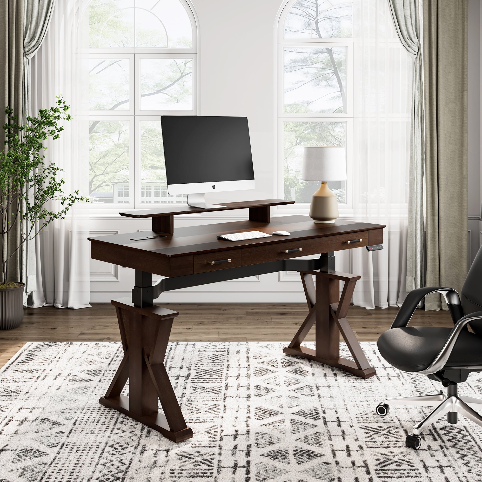 Ark SWS Pro Executive Standing Desk (63x29 Inches) - Adjustable Height Electric Standing Desk for Home & Office Workspace - Ergonomic Sit Stand Desk for Work from Home & Office Productivity