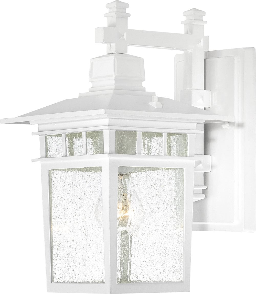 11H Cove Neck 1 Light Outdoor Wall Sconce - White/Clear Seeded Glass - Weatherproof Exterior Lighting for Porch, Patio & Garden Decor