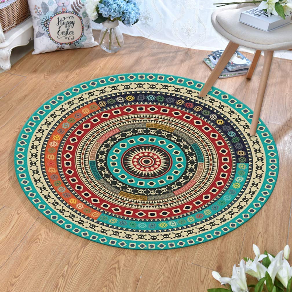 MOXIC 5'x5' Round Area Rug - Soft Non-Slip Persian Heriz Design for Living Room, Bedroom & Nursery | Vintage Home Decor Carpet for Kids Play, Crawling & Bathroom Mats | Traditional Circular Runners for Cozy Home Decorating