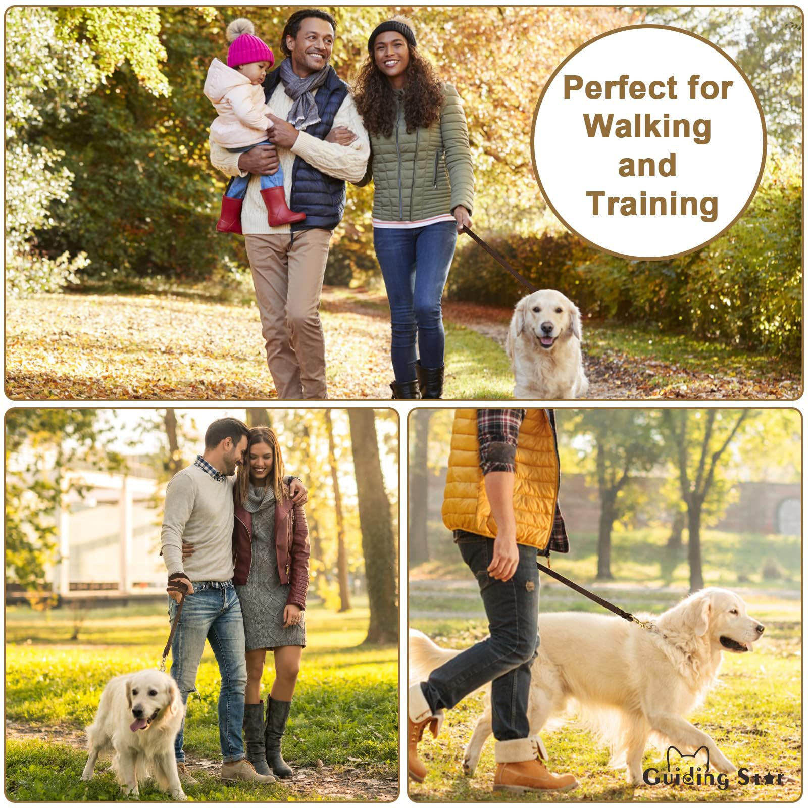 Premium 8ft Heavy Duty Leather Dog Leash for Large & Medium Dogs - Soft Braided Handmade Training Leash (8ft x 3/4inch, Brown) | Durable Walking Accessory for Outdoor Adventures, Park Visits & Daily Training Sessions