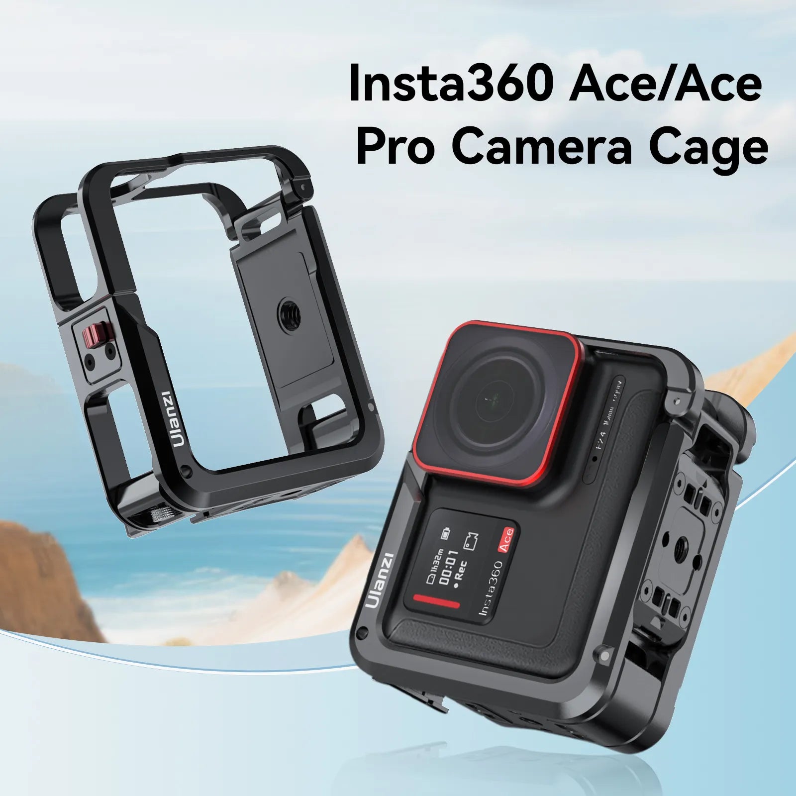 Ulanzi Metal Cage for Insta360 Ace & Ace Pro (C012) - Durable Protective Case for Action Camera - Perfect for Vlogging, Travel & Outdoor Adventures
