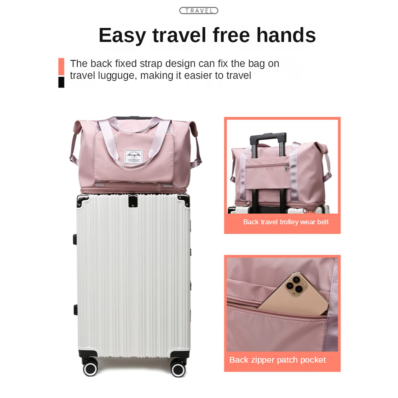 Large Capacity Foldable Travel Duffel Bag - Lightweight Waterproof Carry-On Luggage with Dry & Wet Separation - Perfect for Gym, Sports, Weekend Trips & Air Travel (Purple)