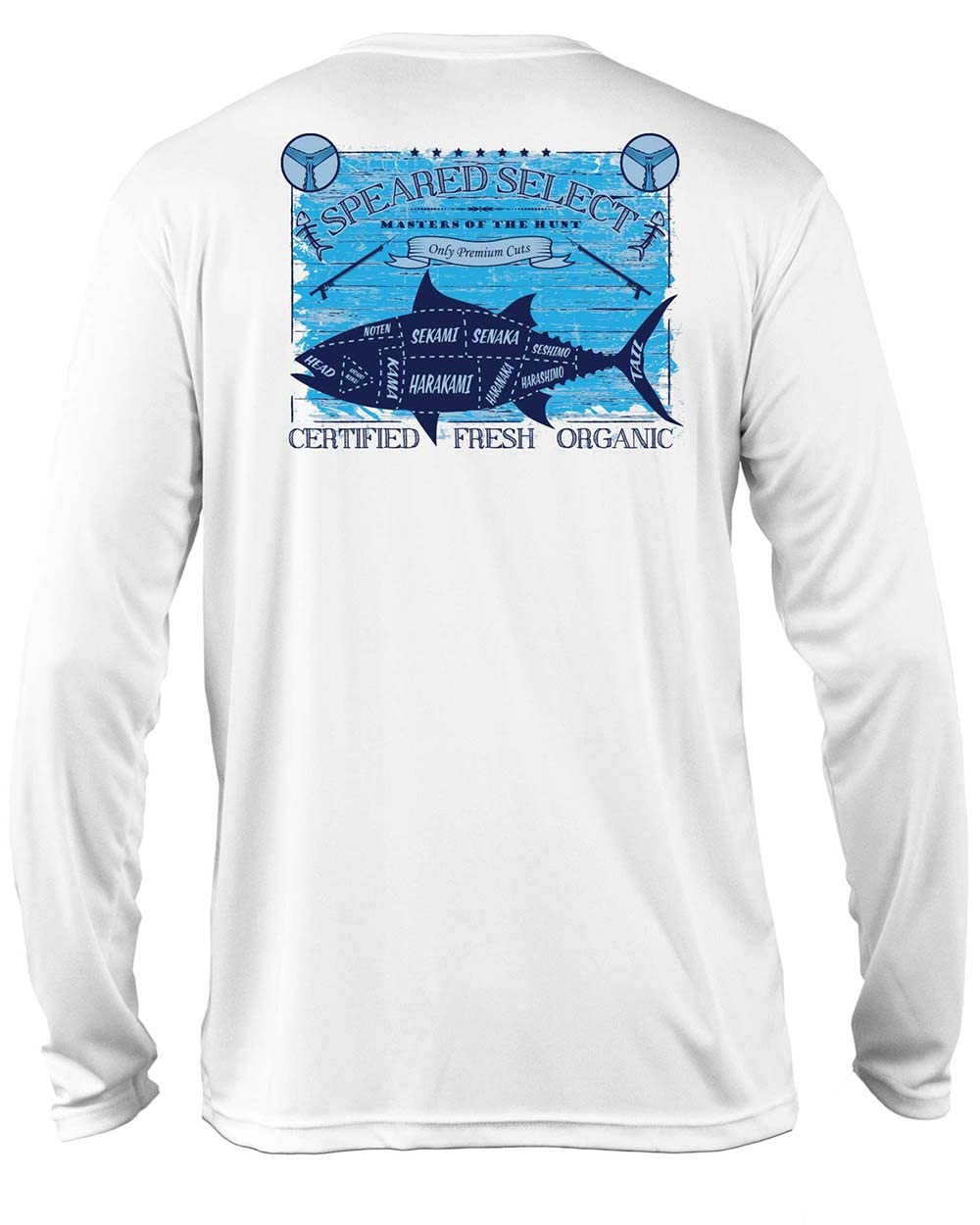 UV Protection UPF 50+ Spearfishing Shirt - Long Sleeve Rash Guard for Tuna Fishing & Water Sports | Sun Safe Performance Wear for Divers, Surfers & Outdoor Enthusiasts