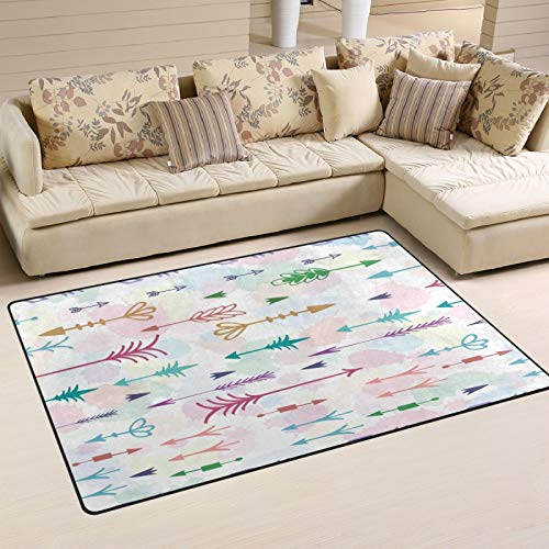 ALAZA Tribal Feather Rug 3'x5' - Boho Floor Mat for Girls Room & Living Room Decor