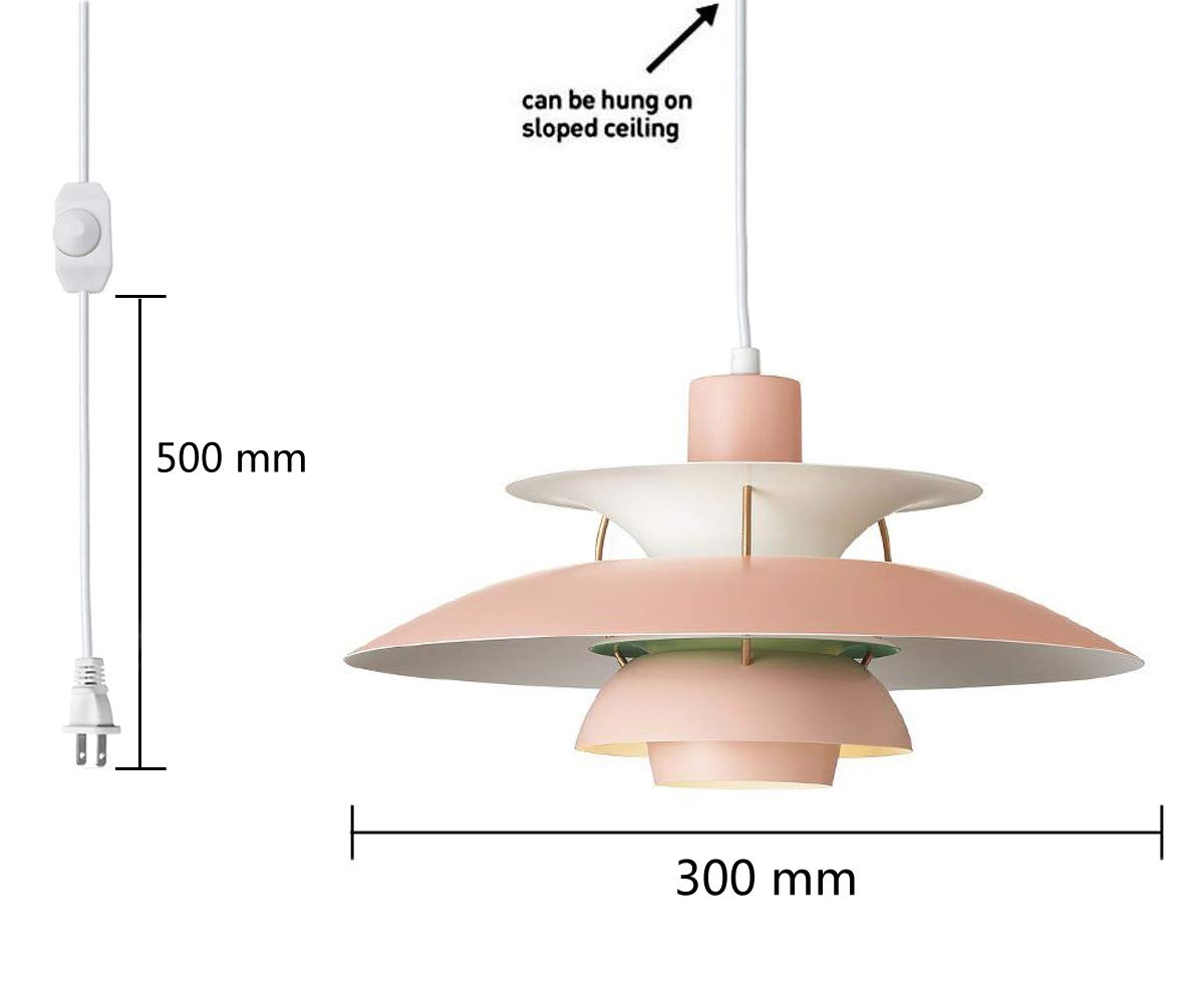 Modern Minimalist Dimmable UFO Ceiling Light - Pink Plug-in Pendant Chandelier for Dining Room, Living Room, Kitchen & Restaurant | Energy Efficient LED Lighting for Home & Commercial Spaces