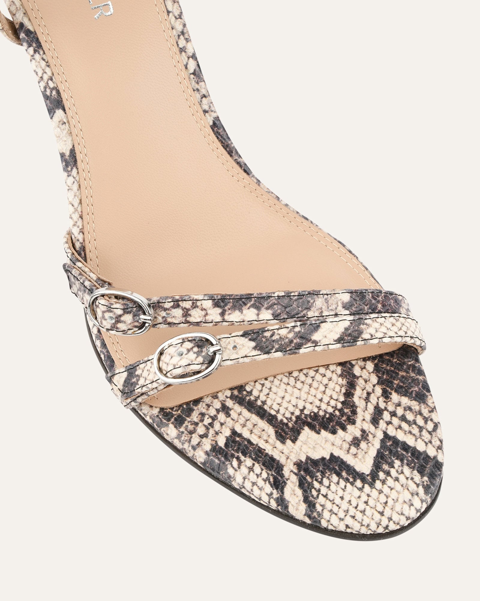 ROMY Women's High Heel Sandals - Natural Snake Print Leather Strappy Heels for Summer, Parties & Weddings