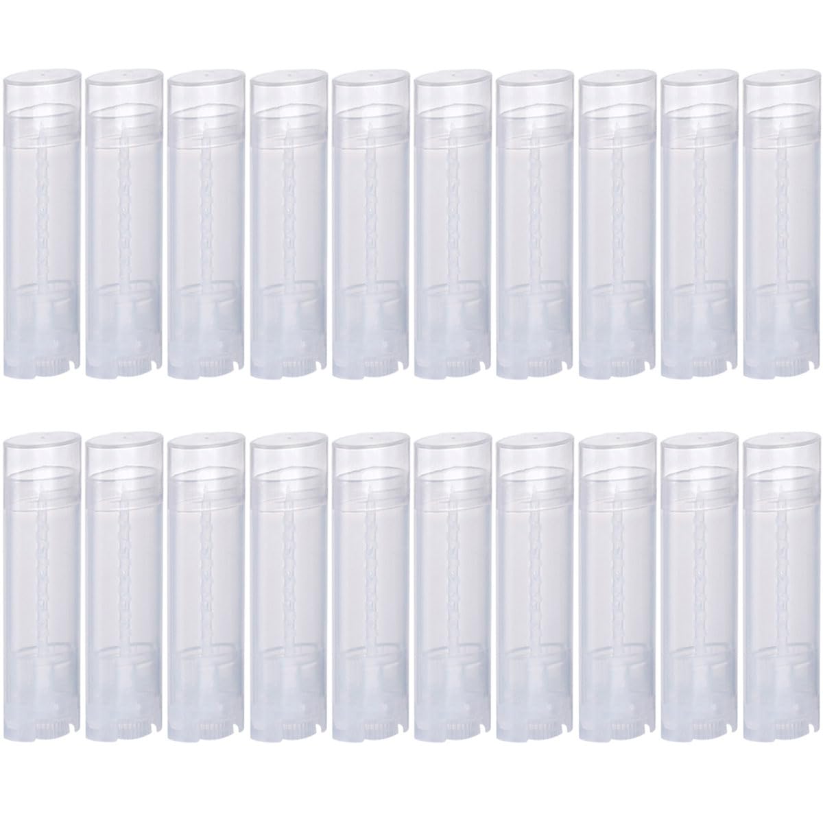 Flyusa 5ml 100 Pcs Frosted Clear Empty Oval Twist-up Lip Balm & Deodorant Tubes - Refillable Mini Travel Containers for DIY Cosmetics, Carry-On Luggage, On-the-Go Personal Care & Home Crafting