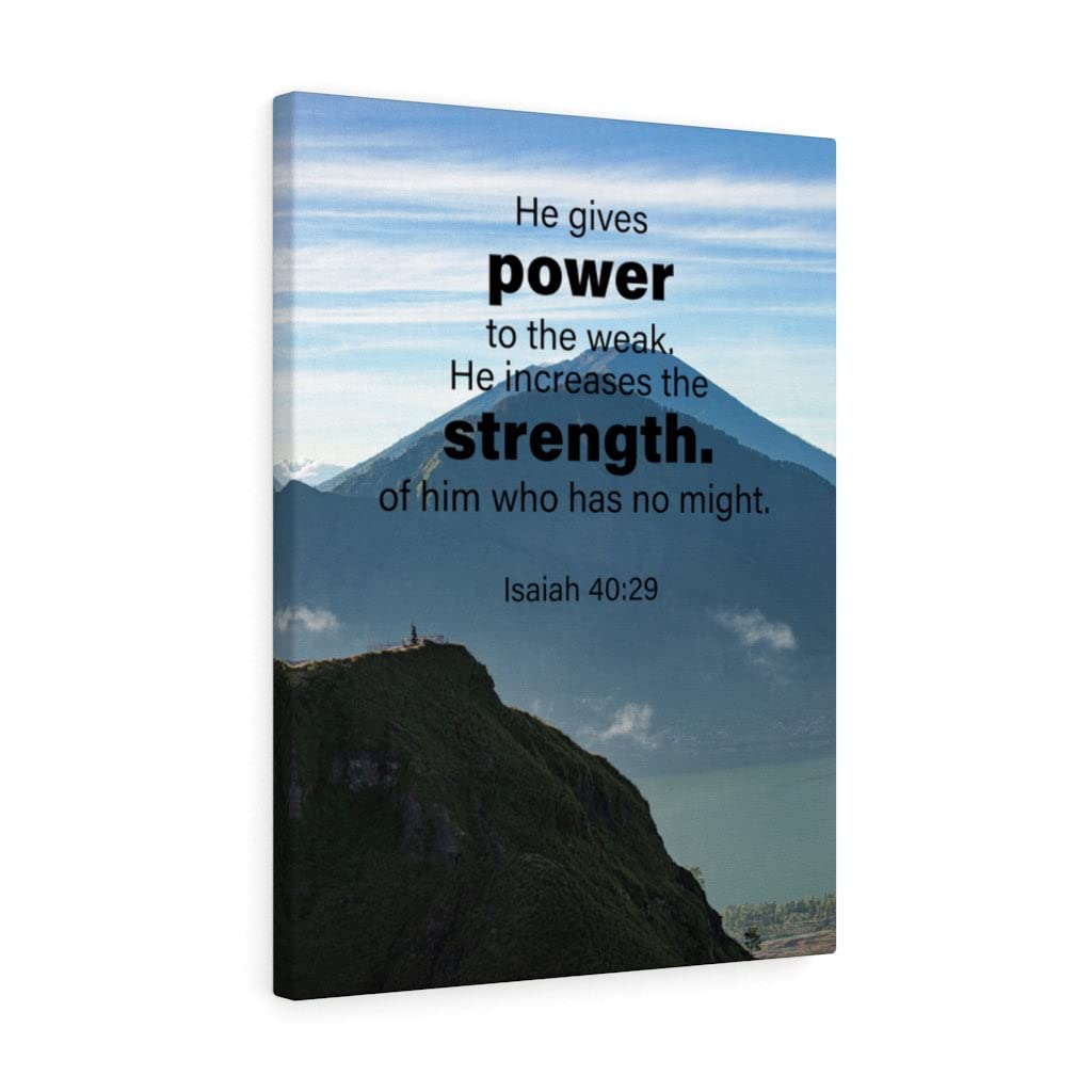 Christian Wall Art with Bible Verse Isaiah 40:29 - 'He Gives Power to the Weak' Scripture Print - Ready to Hang Home Decor for Living Room, Bedroom & Office - Inspirational Gift for Religious Holidays