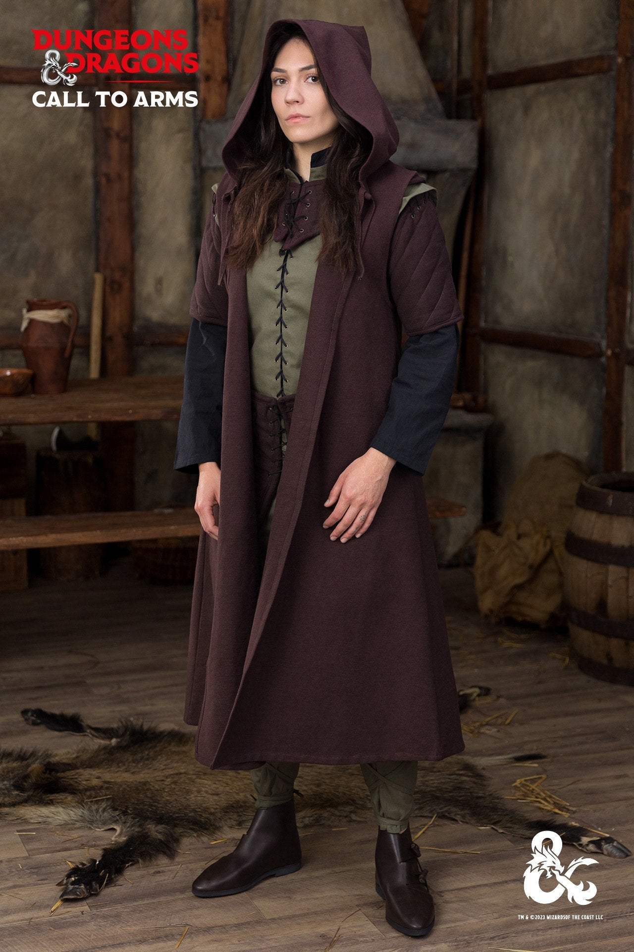 Dungeons & Dragons Ranger Coat - Brown Leather Fantasy Costume for Cosplay, LARP & Medieval Renaissance Fairs | Perfect for D&D Adventurers & Fantasy Enthusiasts