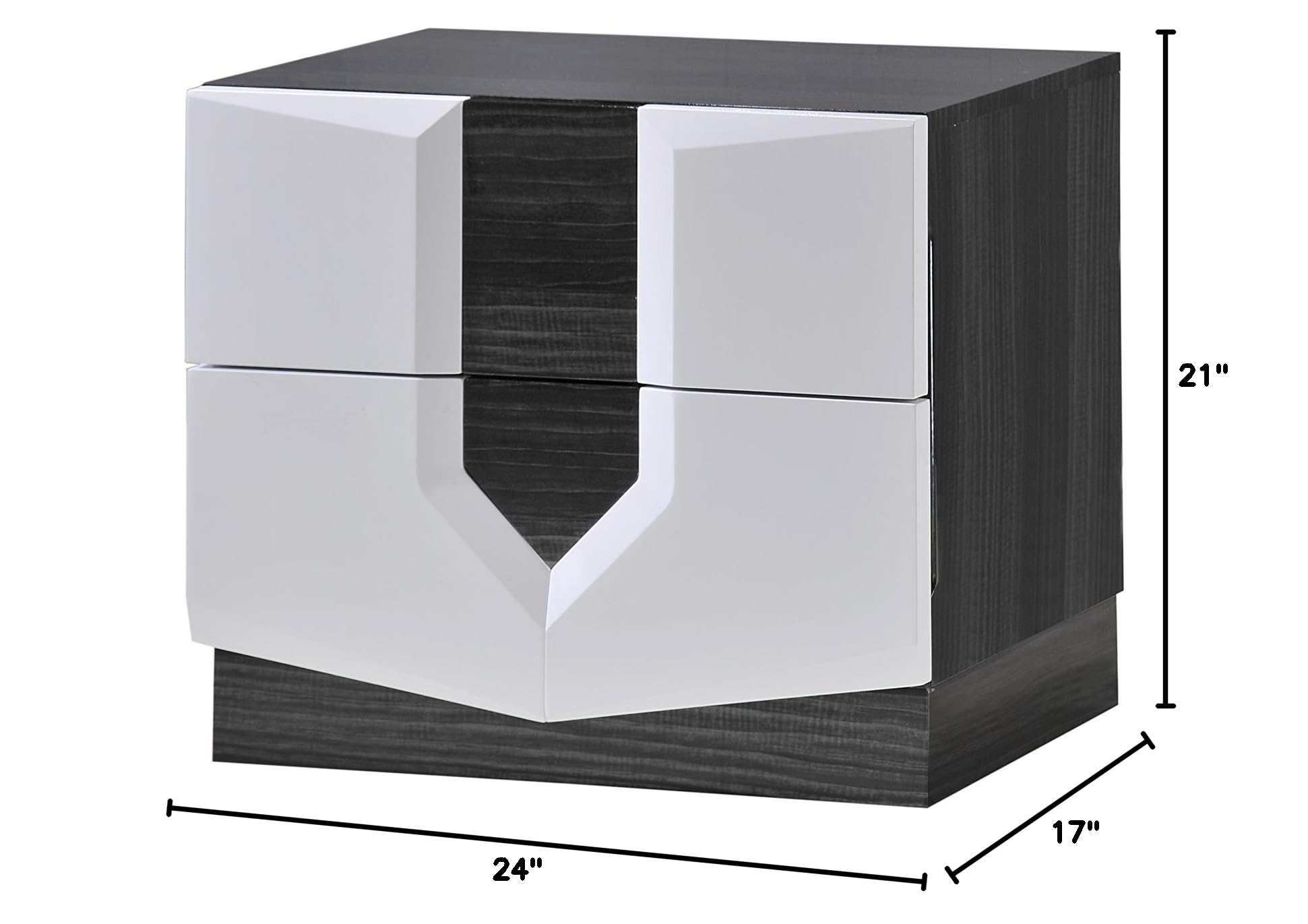 Global Furniture Hudson Nightstand - Modern Zebra Grey & White Finish, Bedside Table with Storage Drawer | Perfect for Bedrooms, Guest Rooms, and Small Spaces