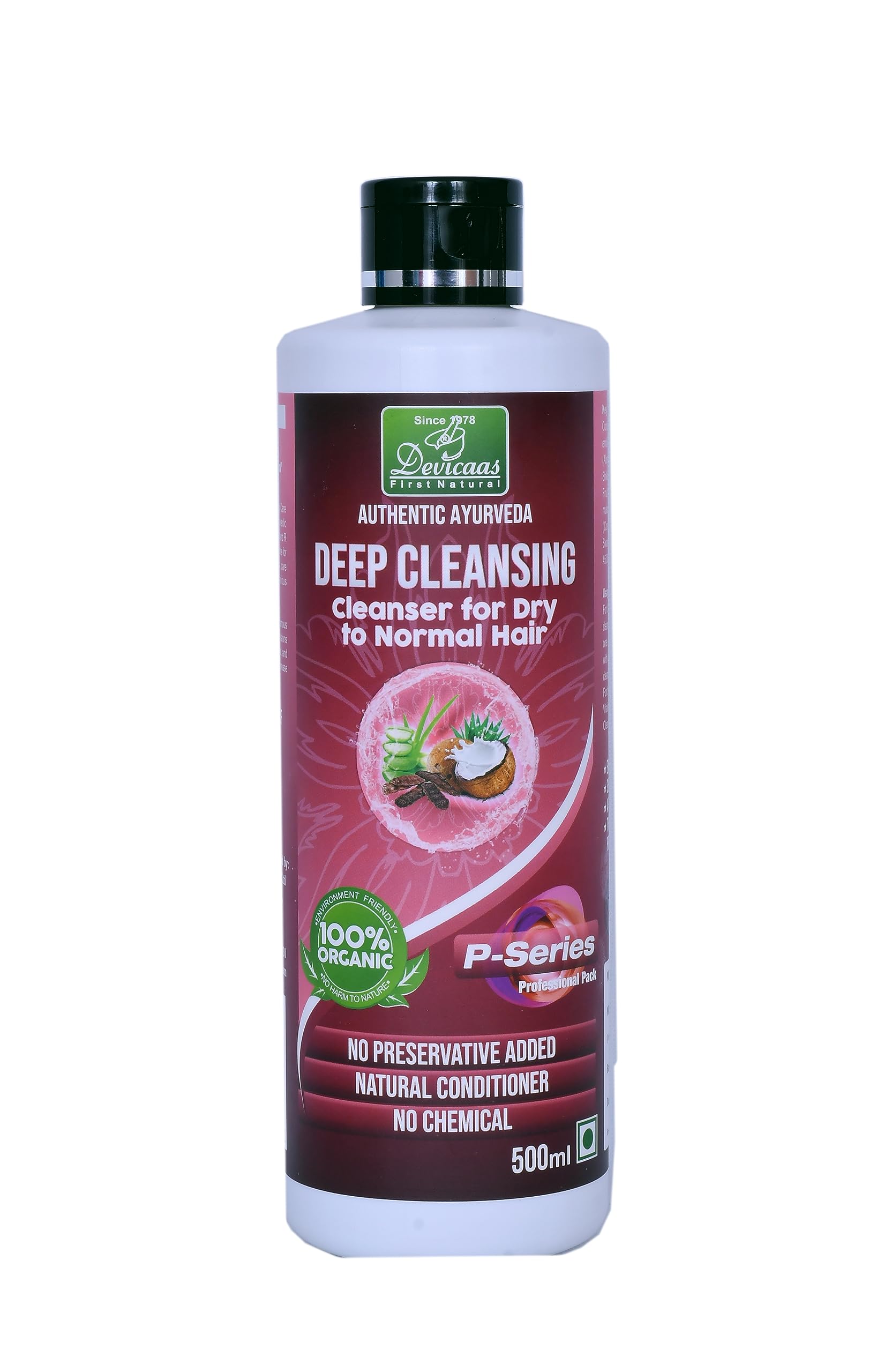 Devicaas Deep Hair Cleanser 500ml for Dry to Normal Hair - Coconut Oil, Shikakai, Aloe Vera & Areetha Extracts | Gentle Cleansing & Nourishment for Healthy Hair | Perfect for Daily Use & Scalp Care