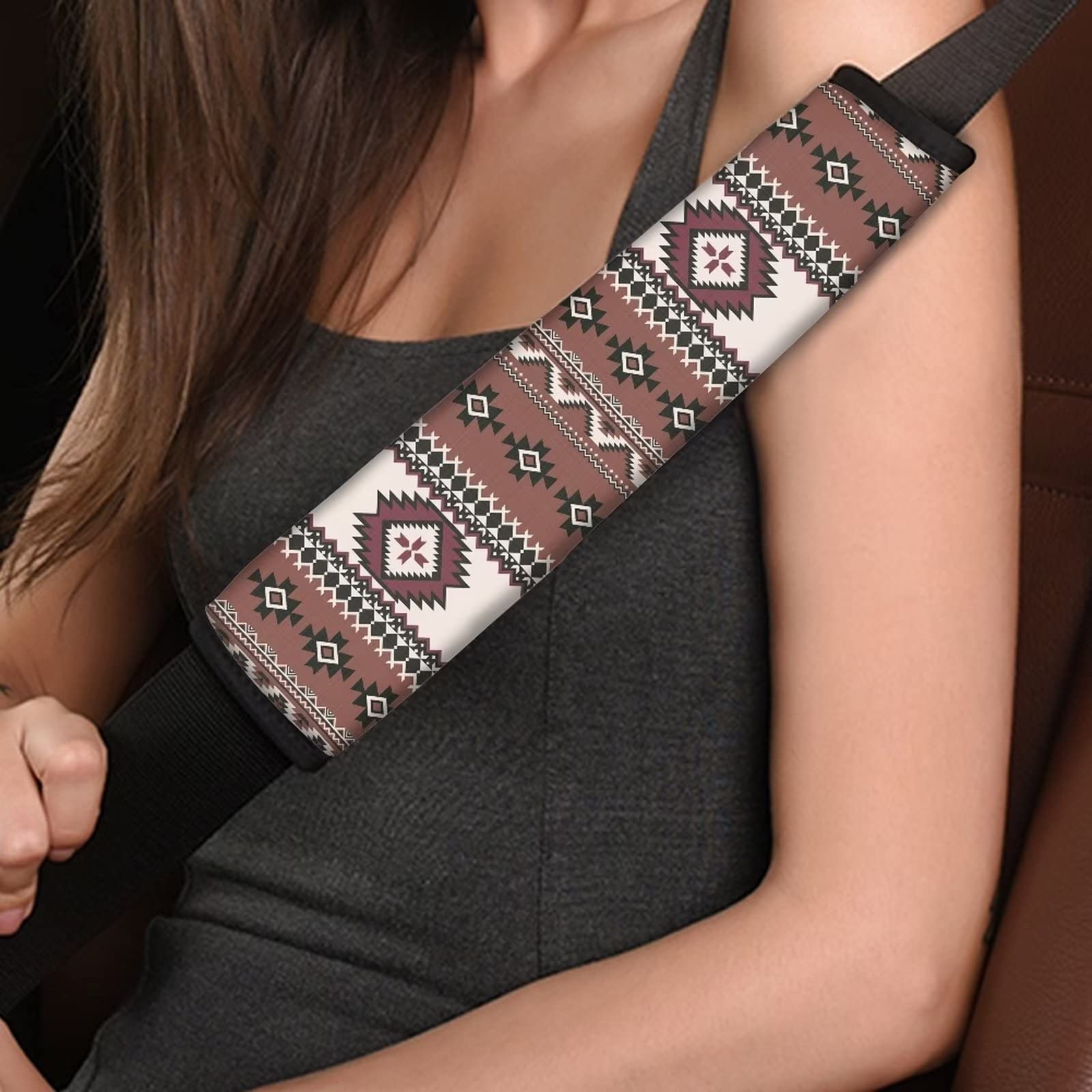 **Waterproof Aztec Seat Covers for Trucks & Cars - 13-Piece Set with Steering Wheel Cover, Seat Belt Covers, Coasters & Keychains | Boho Chic Car Accessories for Women | Perfect for Road Trips & Daily Commutes**