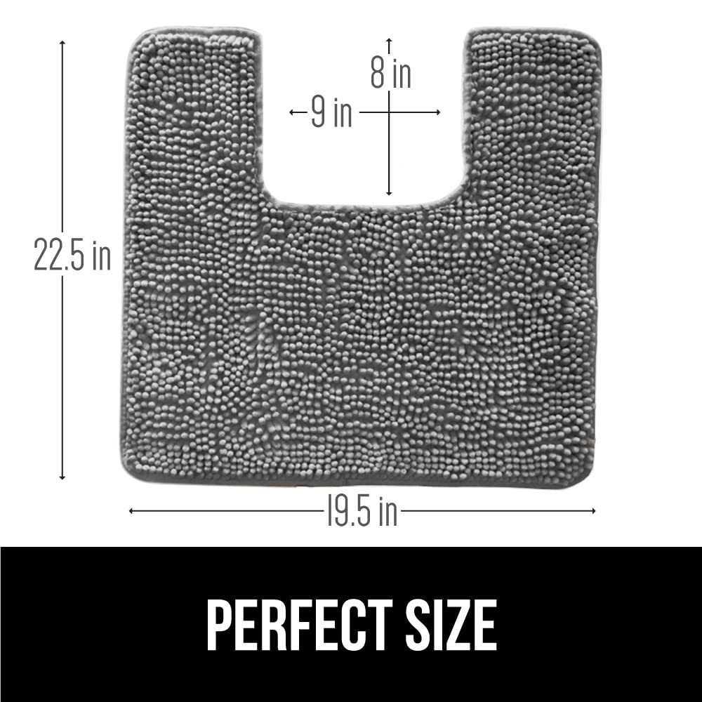 Gorilla Grip Non-Slip Bath Rug & U-Shaped Toilet Mat Set - Gray, 44x26 Inch Bath Mat & 22.5x19.5 Inch Contoured Toilet Mat - 2-Piece Bathroom Floor Mat Bundle for Shower, Tub & Toilet Safety