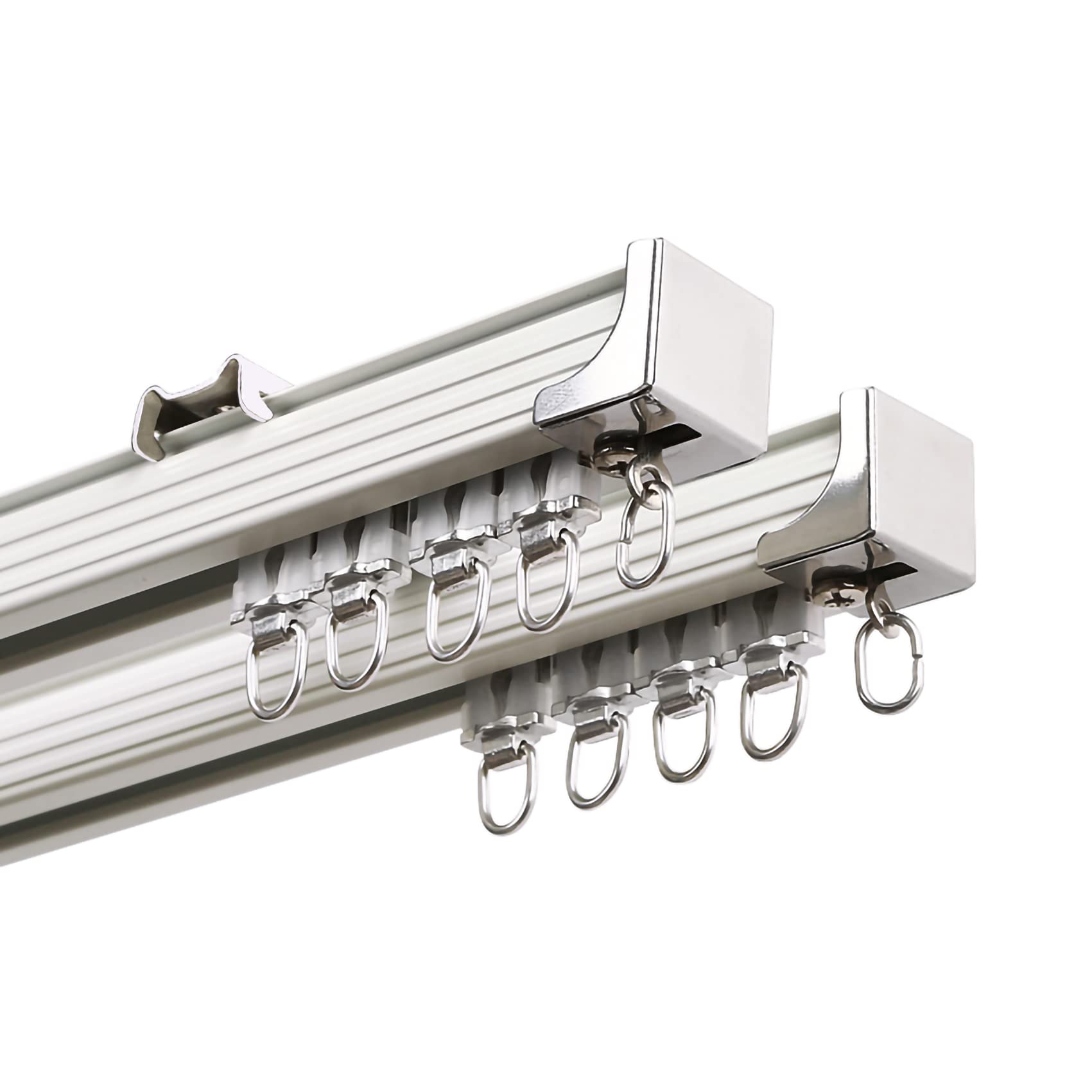BIGalleons 12ft Ceiling Mount Curtain Track System (2 x 6ft) - White Room Divider with Hooks & Accessories for Living Room, Bedroom, Shower & Closet - Perfect for Home Decor, Privacy Solutions & Space Partitioning
