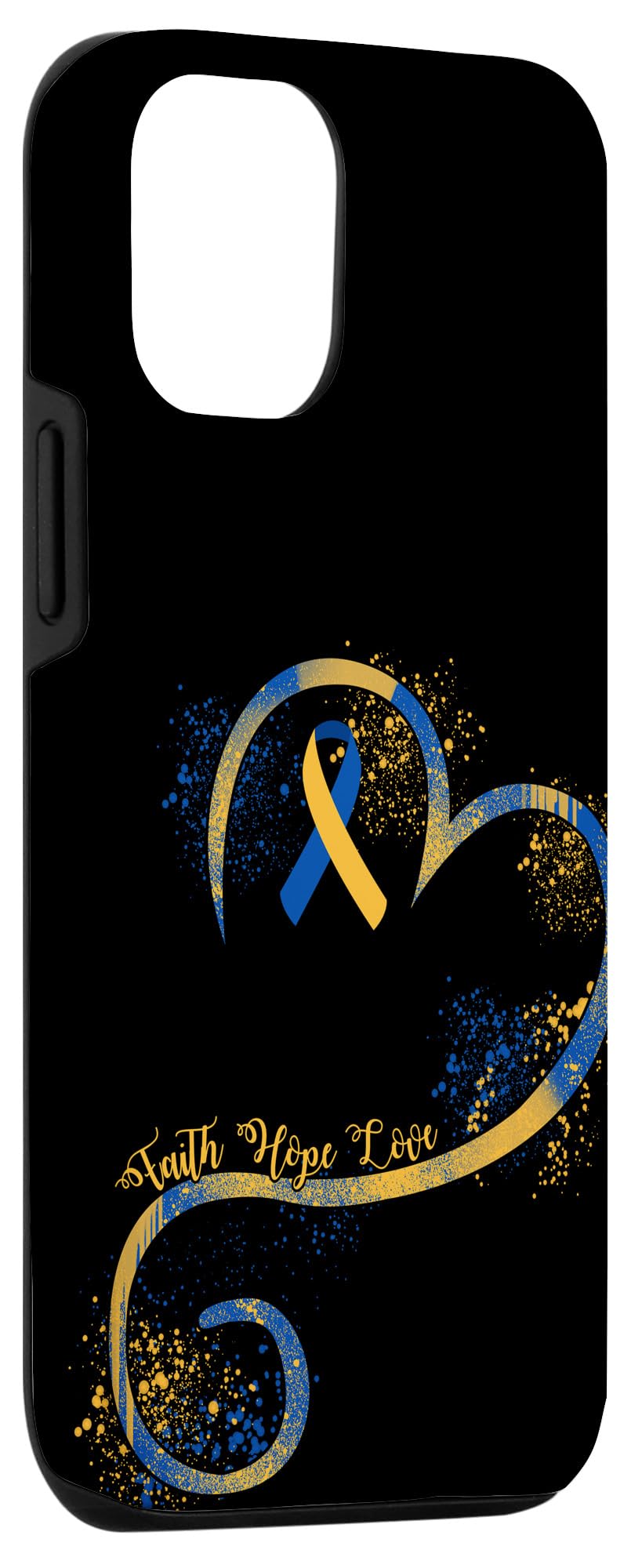 iPhone 12/12 Pro Down Syndrome Awareness Case - Yellow & Blue Ribbon Design - Show Support for Special Needs Moms - Perfect Gift for Down Syndrome Mothers & Caregivers