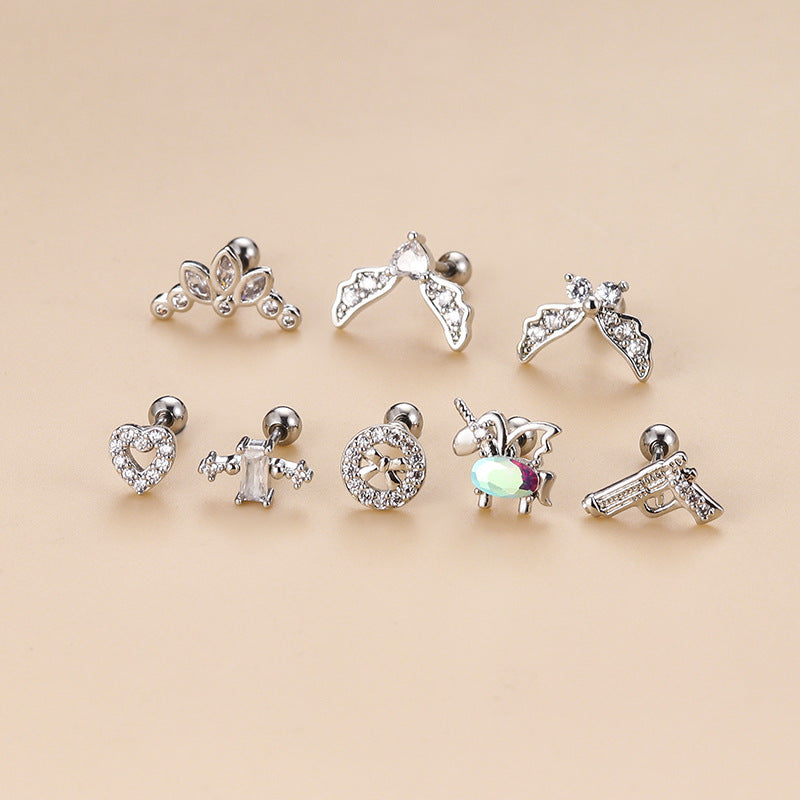 20G Hypoallergenic Heart Stud Earrings - Surgical Steel Cartilage Tragus Helix Piercing Jewelry | Perfect for Unicorn Tragus, Ear Cuffs & Unique Ear Stacks