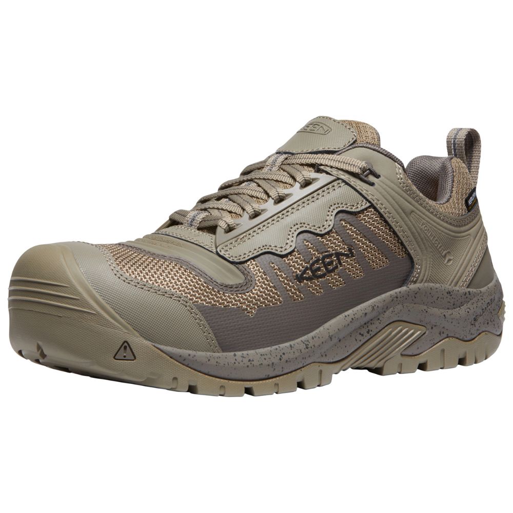 Keen Reno Men's Waterproof Composite Toe Work Shoes - Lightweight & Slip-Resistant Safety Boots for Construction, Hiking & Outdoor Work (Brindle/Morel)