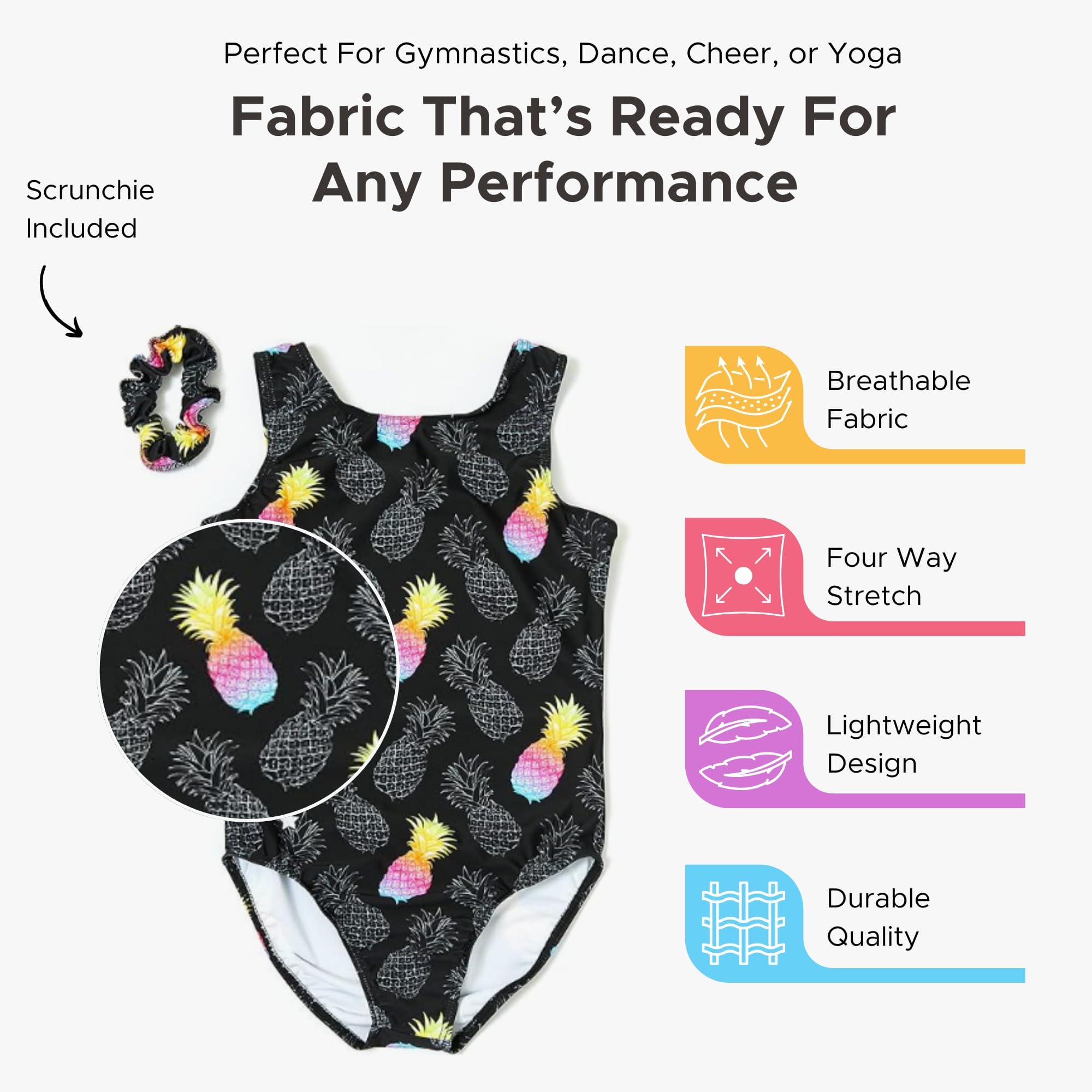 Destira Girls' Gymnastics Leotards - Ultra Soft Performance Leotard with Matching Hair Scrunchie for Gymnastics, Dance, Cheer & Yoga | Perfect for Training, Competitions & Recitals