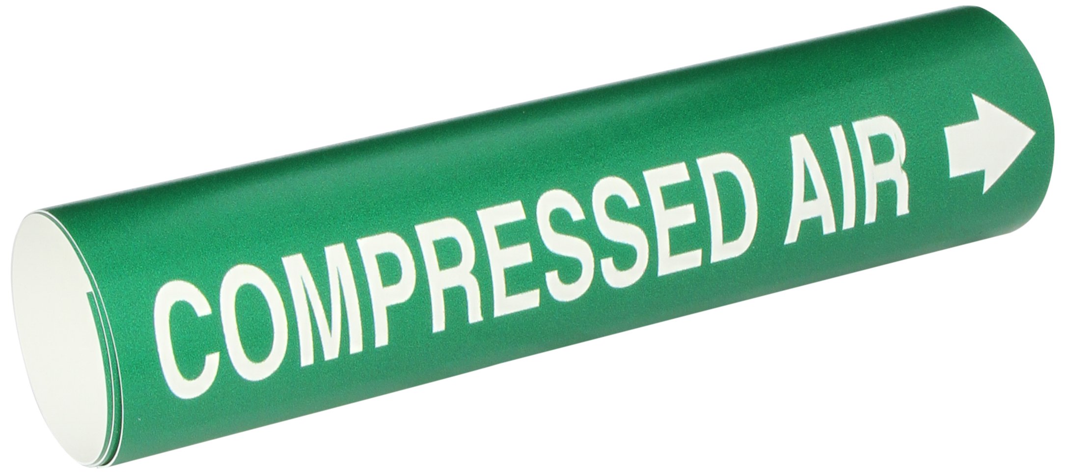 Brady 4033-D Bradysnap-On Pipe Marker, B-915, White on Green Coiled Printed Plastic Sheet - 'Compressed Air' Label for Industrial Piping Systems | Perfect for HVAC, Plumbing & Safety Identification