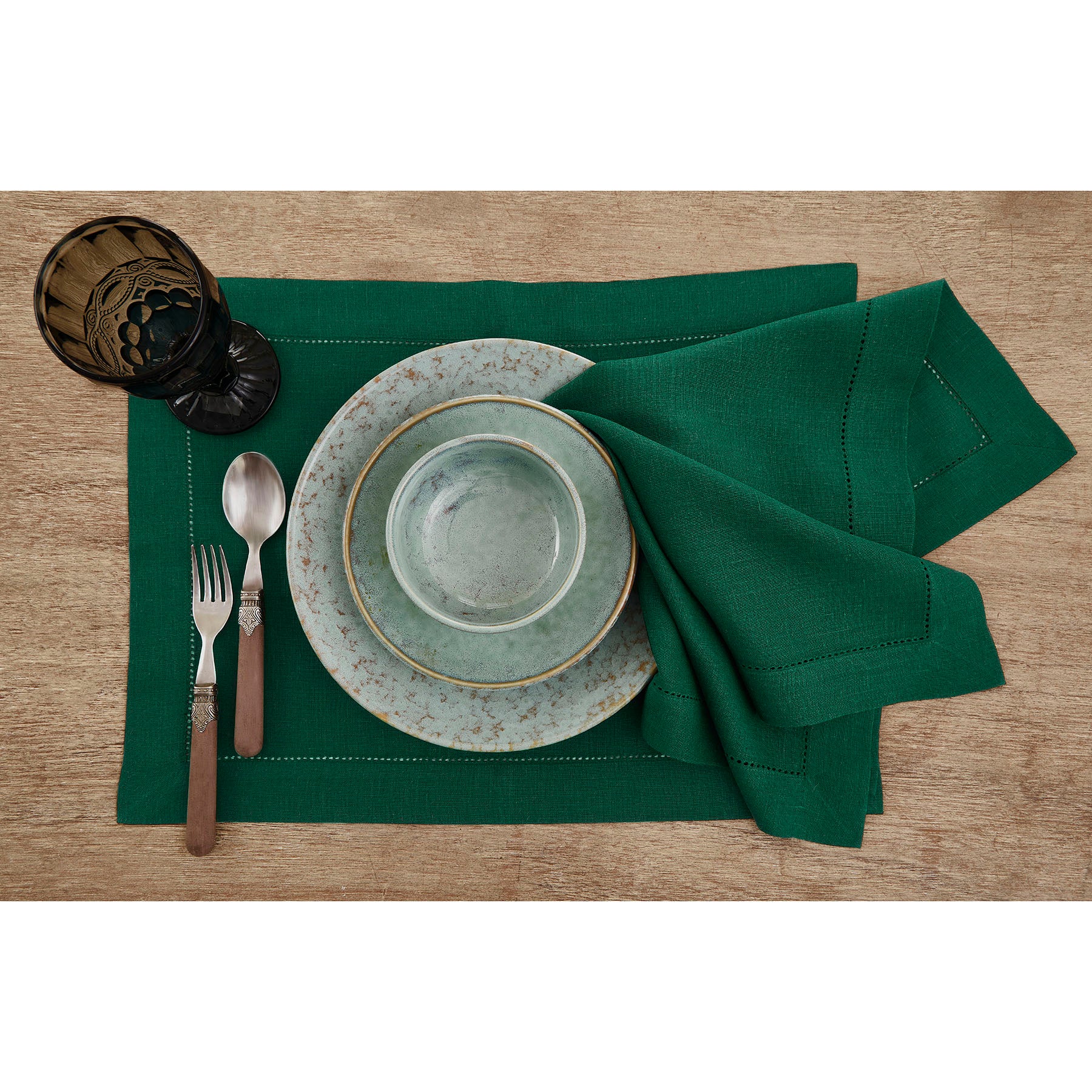 Elegant Classic Hemstitch Placemats Set of 4 - Premium Linen Table Mats for Dining Room Decor - Perfect for Thanksgiving, Christmas Dinner & Formal Entertaining