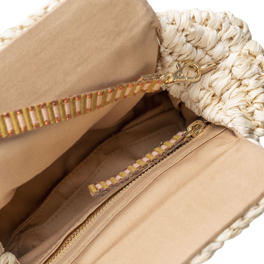 Lilis Vegan Small Raffia Frame Clutch Bag - Natural & Copper Stripe Handbag for Women | Perfect for Beach, Summer Outfits and Boho Style Accessories