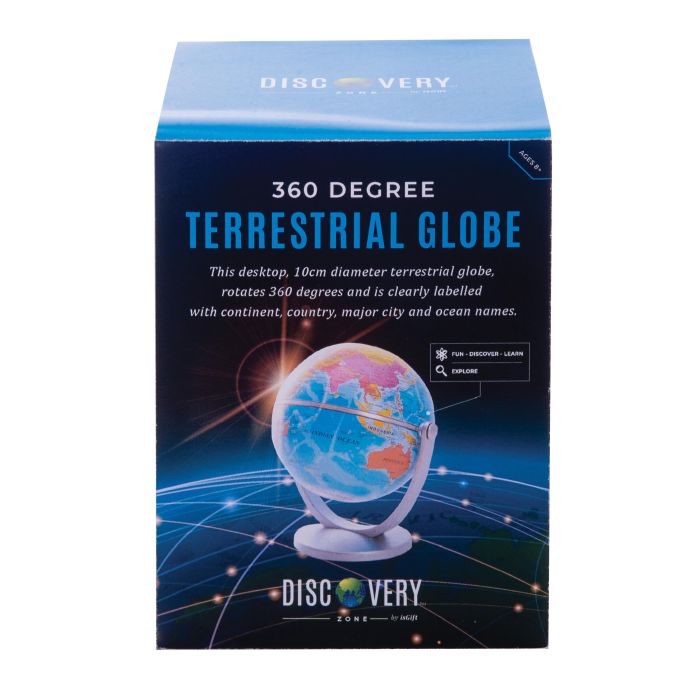 Discovery Zone 360 Degree Rotating World Globe - Educational Geography Classroom Decor, Perfect for Kids Learning & Home Office Decoration | Great Gift for Students & Teachers