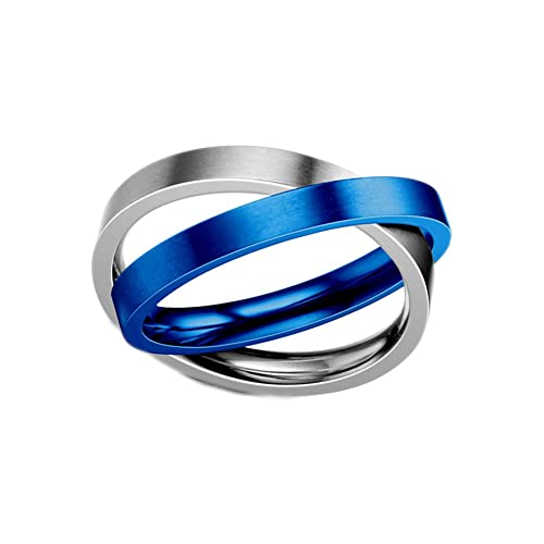 Stylish Double Interlocking Spinner Rings for Women & Men - Stress Relief Anxiety Fidget Jewelry | Stainless Steel Stackable Rotating Band Rings for Daily Wear, Office & Meditation