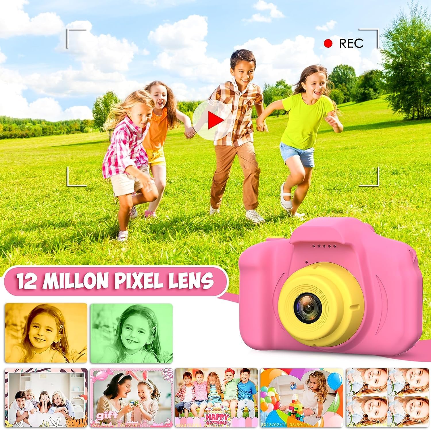 Kids Digital Camera - HD Video Camera for Girls Ages 3-9 | 32GB Memory | Perfect Christmas & Birthday Gift for Toddlers 3-8 Years Old | Portable Toy for Travel, Outdoor Play & Creative Learning
